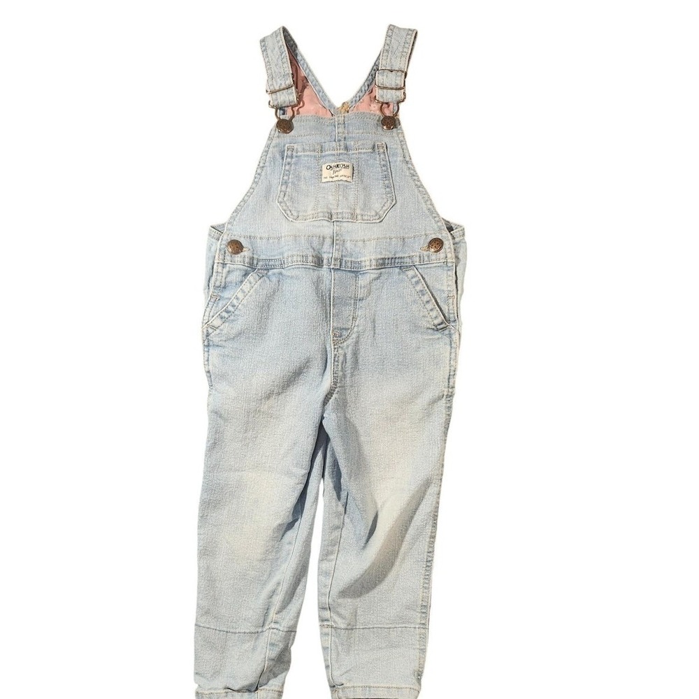 OshKosh B'gosh Overalls Girls XS Blue Denim Vestbak One Piece Light Wash‎ Bib